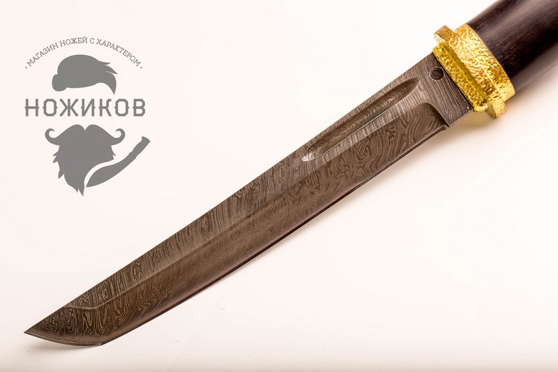 Нож Танто дамаск, с деревянными ножнами