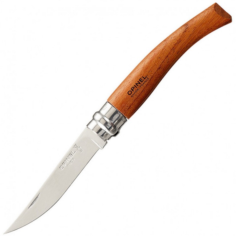Нож складной филейный Opinel №8 VRI Folding Slim Bubinga, сталь Sandvik 12C27, рукоять из дерева бубинго, 000015
