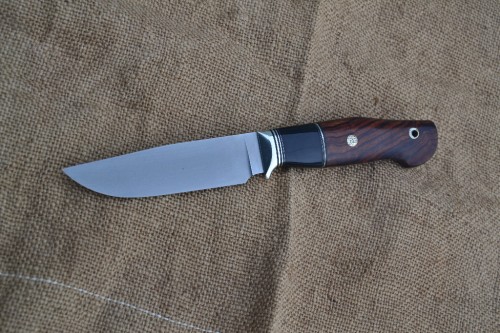 Нож Егерь - сталь М398, нейзильбер, G10, рог буйвола, айронвуд, мозаичные пины.