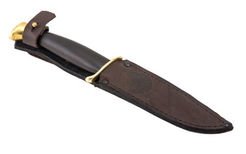 нож разведчика «НР-40» сталь кованая 95х18 - рукоять черный граб вставка «герб РФ'