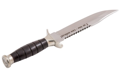 нож «Морская пехота» сталь кованая 95Х18 рукоять черный граб,мельхиор