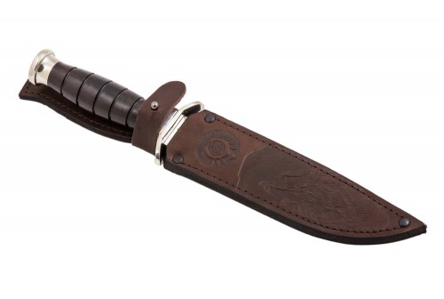 нож «Морская пехота» сталь кованая 95Х18 рукоять черный граб,мельхиор