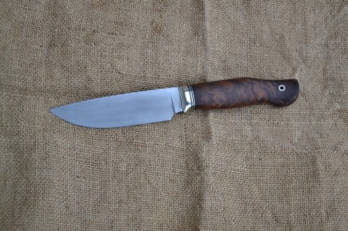 Нож Легионер (вариант 2) - сталь PGK, мельхиоровое литьё, G10, корень ореха.