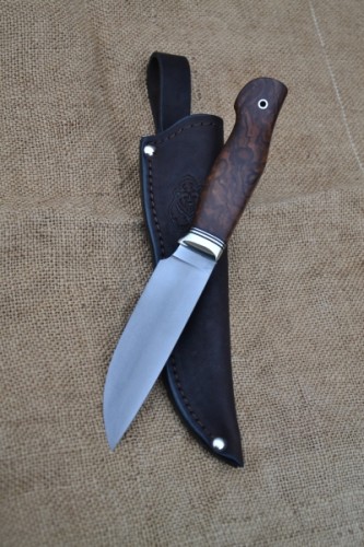 Нож Легионер (вариант 2) - сталь PGK, мельхиоровое литьё, G10, корень ореха.