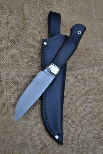 Нож Егерь - сталь PGK, мельхиоровое литьё, G10, морёный дуб.