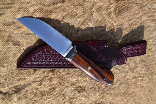 Нож Гид - сталь Lomax PM, мокумэ, G10, айронвуд, мозаичные пины.