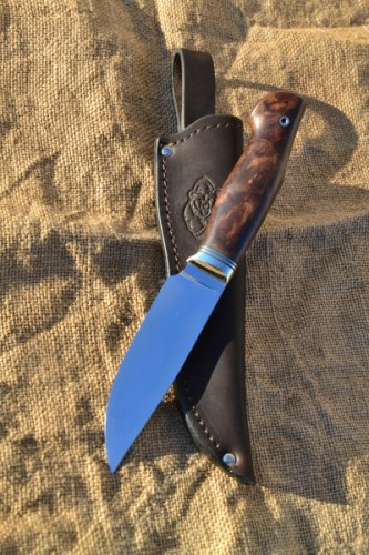 Нож Легионер (вариант 2) - сталь К340, мельхиоровое литьё, G10, корень ореха.