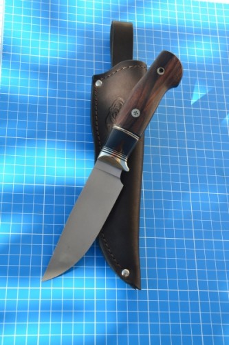Нож Легионер (вариант 2) - сталь PGK, нейзильбер, G10, рог буйвола, зирикот, мозаичные пины.