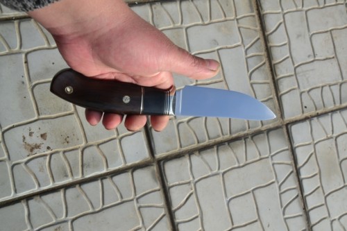 Нож Скинер - сталь К340, нейзильбер, G10, микарта, зирикот, мозаичные пины.
