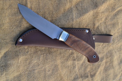Нож Скинер - сталь CPR (LO-K2695), мельхиоровое литьё, G10, корень ореха.